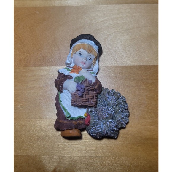 Vintage Hallmark Lot Of 4 Male Female Pilgrims Thanksgiving Autumn Fall Magnets - Picture 7 of 11